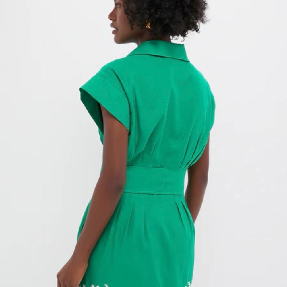 Tuckernuck Garden Green Embroidered Cotton Linen Mini Callie Dress - Picture 6 of 6